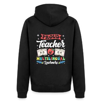 English Teacher English Learner ELL Teacher - Unisex Premium Organic Zip Hoodie - black - Back - Nico (187cm)