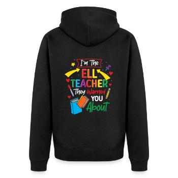 Englischlehrer Englischlerner ELL-Lehrer - Unisex Premium Bio Zip Hoodie - Schwarz - Hinten - Nico (187cm)