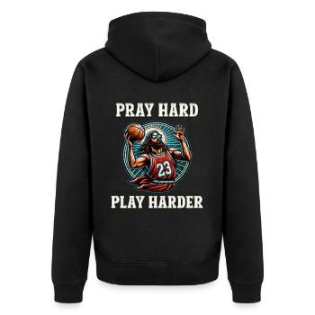 Drôle de basket-ball disant Jésus Christian cadeau - Veste à capuche bio Premium Unisexe - noir - Dos - Nico (187cm)