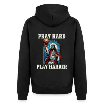Drôle de basket-ball citation Jésus Christian cadeau - Veste à capuche bio Premium Unisexe - noir - Dos - Nico (187cm)