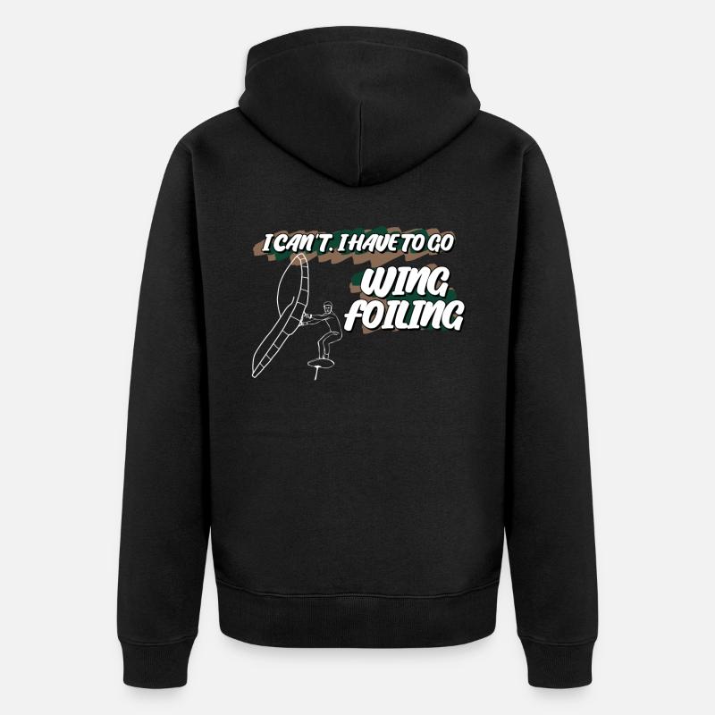 Wing Foiling Winging Wingsurfing - Unisex Premium Bio Zip Hoodie - Schwarz