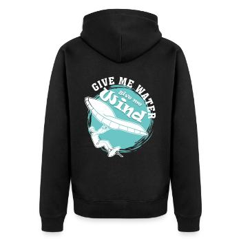 Foilboard Wing Foiling Winging - Unisex Premium Bio Zip Hoodie - Schwarz - Hinten - Nico (187cm)