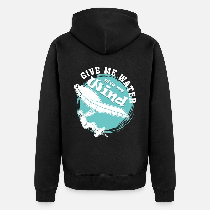 Foilboard Wing Foiling Winging - Unisex Premium Bio Zip Hoodie - Schwarz