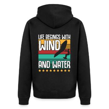 Wing Foiling Winging Foilboard - Unisex Premium Bio Zip Hoodie - Schwarz - Hinten - Nico (187cm)