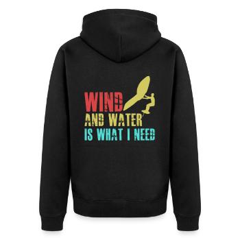 Winging Foilboard Wing Foiling - Unisex Premium Bio Zip Hoodie - Schwarz - Hinten - Nico (187cm)