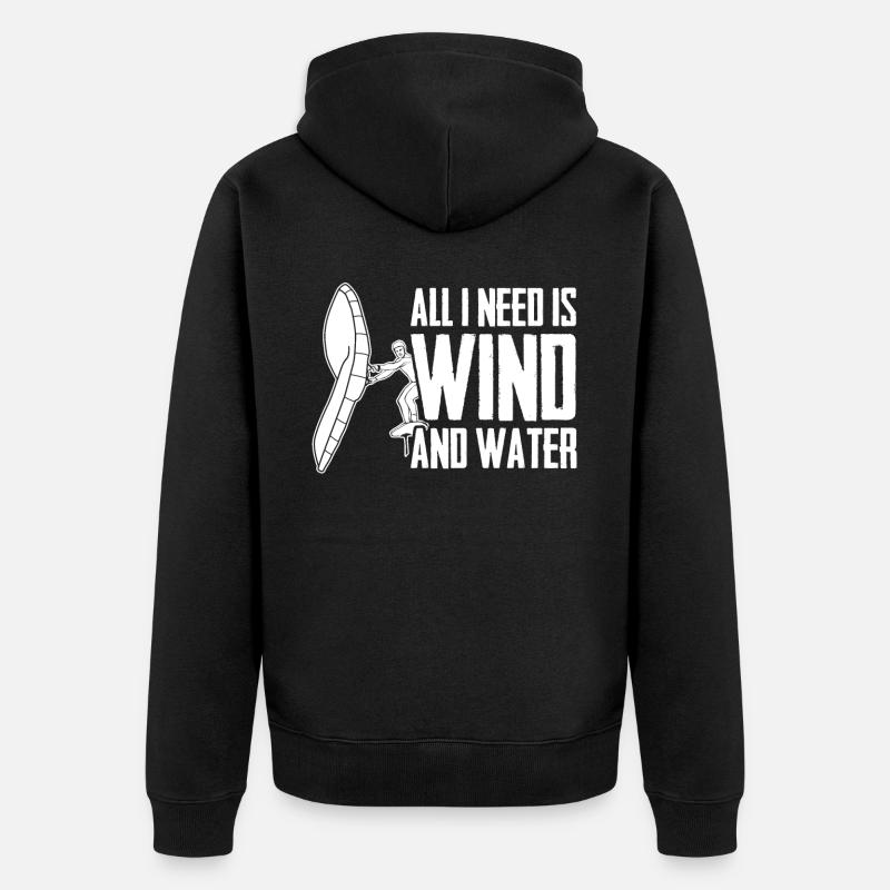 Winging Wingsurfing Wing Foiling - Unisex Premium Bio Zip Hoodie - Schwarz