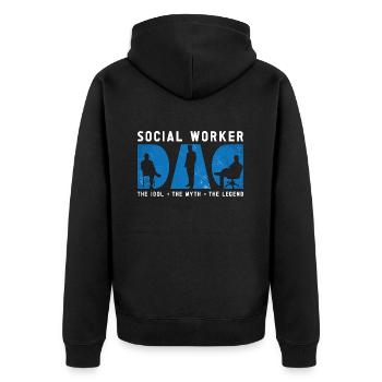 Travailleur social Papa L’idole Le mythe Travail social - Veste à capuche bio Premium Unisexe - noir - Dos - Nico (187cm)