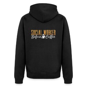Travailleur social avant l’amateur de café du service social - Veste à capuche bio Premium Unisexe - noir - Dos - Nico (187cm)