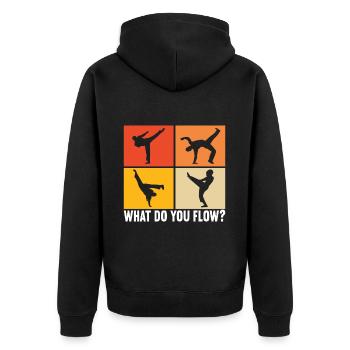 Capoeira Capoeirista - Unisex Premium Bio Zip Hoodie - Schwarz - Hinten - Nico (187cm)