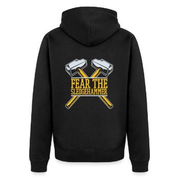 Angst vor dem Vorschlaghammer Home Wrecker Experts House - Unisex Premium Bio Zip Hoodie - Schwarz - Hinten - Nico (187cm)