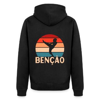 Capoeira Capoeirista - Unisex Premium Bio Zip Hoodie - Schwarz - Hinten - Nico (187cm)