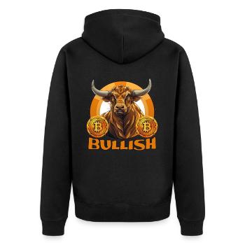 Crypto Bull Stock Market Cryptocurrency Trading - Unisex Premium Bio Zip Hoodie - Schwarz - Hinten - Nico (187cm)