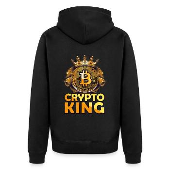 Crypto King Cryptocurrency Trader Blockchain Bitco - Unisex Premium Bio Zip Hoodie - Schwarz - Hinten - Nico (187cm)