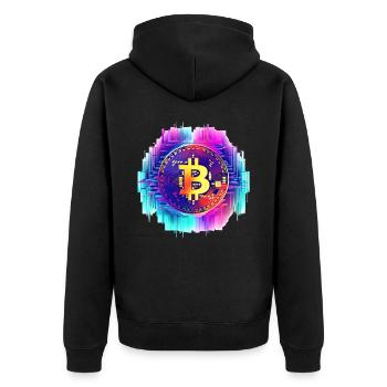 Vaporwave Bitcoin Digital Currency Coin Crypto Tra - Unisex Premium Bio Zip Hoodie - Schwarz - Hinten - Nico (187cm)
