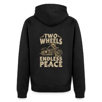 Motorrad Biker Motorbike Motorcycle Therapy - Unisex Premium Bio Zip Hoodie - Schwarz - Hinten - Nico (187cm)