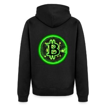 Crypto Currency Coin Vintage Bitcoin Cryptocurrenc - Unisex Premium Bio Zip Hoodie - Schwarz - Hinten - Nico (187cm)