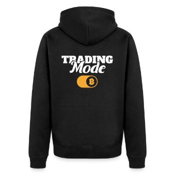 Trading Mode Funny Crypto Currency Mining - Unisex Premium Bio Zip Hoodie - Schwarz - Hinten - Nico (187cm)