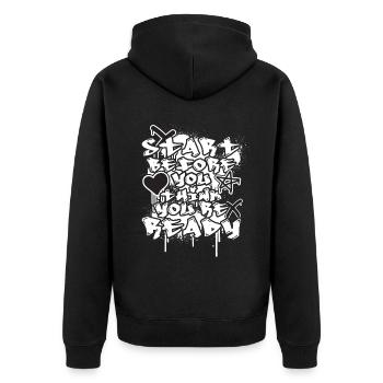 Motivational Positive Quote Graffiti Hip Hop Urban - Unisex Premium Bio Zip Hoodie - Schwarz - Hinten - Nico (187cm)