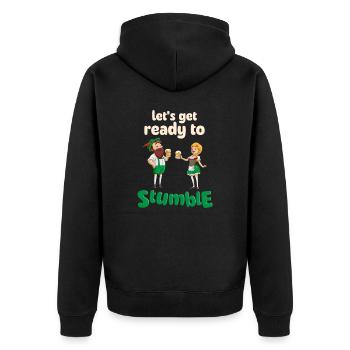 Lustiger St. Patricks Day lässt stolpern - Unisex Premium Bio Zip Hoodie - Schwarz - Hinten - Nico (187cm)