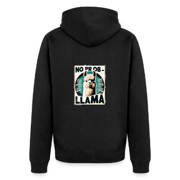 Alpaka Retro Lama - Unisex Premium Bio Zip Hoodie - Schwarz - Hinten - Nico (187cm)