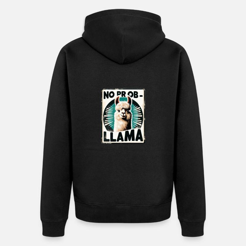 Lama rétro alpaga - Veste à capuche bio Premium Unisexe - noir