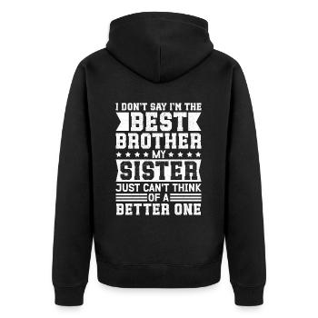 Bruder Geschenkidee Geschenke Geburtstag - Unisex Premium Bio Zip Hoodie - Schwarz - Hinten - Nico (187cm)