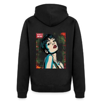 Hip-Hop ist tot, Anime Pop Art Cartoon Frau - Unisex Premium Bio Zip Hoodie - Schwarz - Hinten - Nico (187cm)
