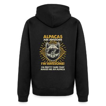 Alpacas Are Great - Mama Dad - Unisex Premium Organic Zip Hoodie - black - Back - Nico (187cm)