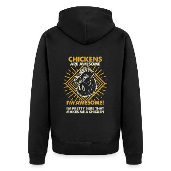 Chickens Are Great - Mom Dad - Unisex Premium Organic Zip Hoodie - black - Back - Nico (187cm)