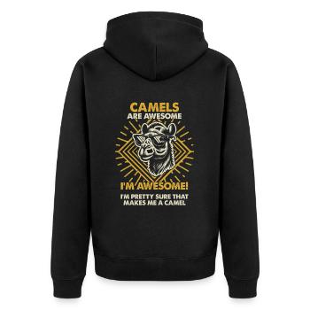 Camels Are Great - Mama Dad - Unisex Premium Organic Zip Hoodie - black - Back - Nico (187cm)