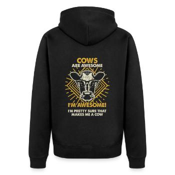 Cows Are Great - Mom Dad - Unisex Premium Organic Zip Hoodie - black - Back - Nico (187cm)