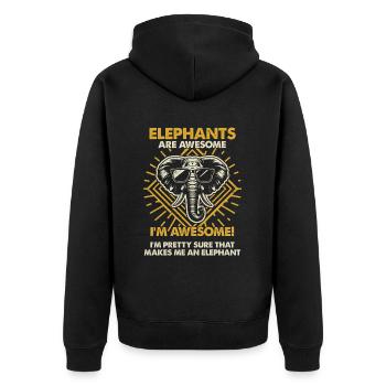 Elefanten Sind Großartig - Mama Dad - Unisex Premium Bio Zip Hoodie - Schwarz - Hinten - Nico (187cm)
