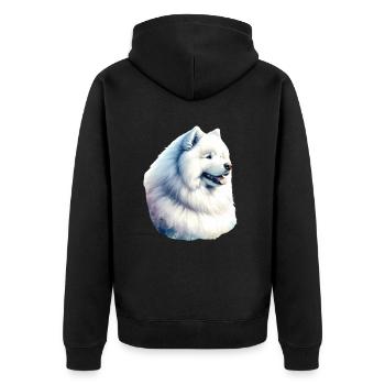 Samoyed Dog Gifts Cute Samoyed Dog Graphic - Unisex Premium Organic Zip Hoodie - black - Back - Nico (187cm)