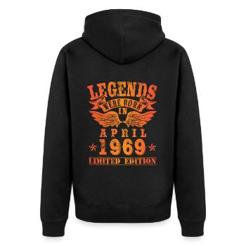 Legends sont nés en Avril 1969 Anniversaire - Veste à capuche bio Premium Unisexe - noir - Dos - Nico (187cm)