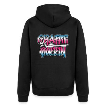 Graffiti Queen Retro 80s 90s Hip Hop Urban Street - Unisex Premium Bio Zip Hoodie - Schwarz - Hinten - Nico (187cm)