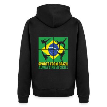 Capoeira Capoeirista - Unisex Premium Bio Zip Hoodie - Schwarz - Hinten - Nico (187cm)