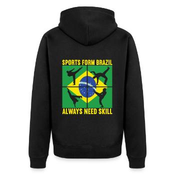 Capoeira Capoeirista - Unisex Premium Bio Zip Hoodie - Schwarz - Hinten - Nico (187cm)
