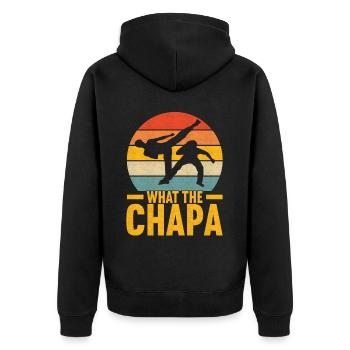 Capoeira Capoeirista - Unisex Premium Organic Zip Hoodie - black - Back - Nico (187cm)
