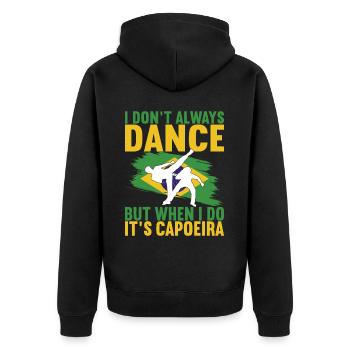 Capoeira Capoeirista - Unisex Premium Bio Zip Hoodie - Schwarz - Hinten - Nico (187cm)