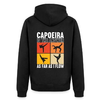 Capoeira Capoeirista - Unisex Premium Organic Zip Hoodie - black - Back - Nico (187cm)