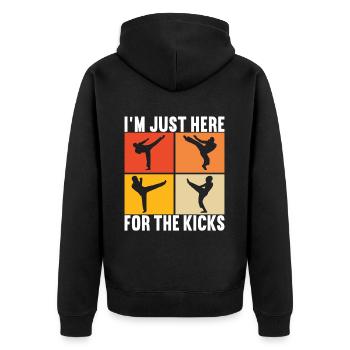 Capoeira Capoeirista - Unisex Premium Bio Zip Hoodie - Schwarz - Hinten - Nico (187cm)