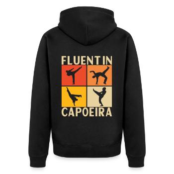 Capoeira Capoeirista - Unisex Premium Bio Zip Hoodie - Schwarz - Hinten - Nico (187cm)
