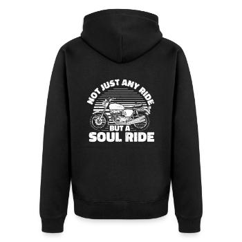 Motorrad Biker Motorbike - Unisex Premium Bio Zip Hoodie - Schwarz - Hinten - Nico (187cm)