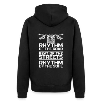 Motorrad Biker Motorbike - Unisex Premium Bio Zip Hoodie - Schwarz - Hinten - Nico (187cm)