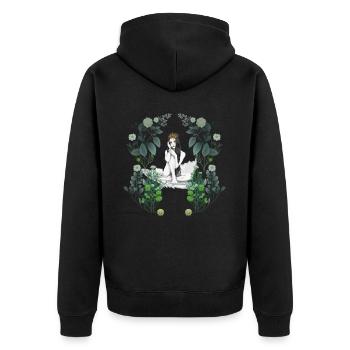 Fille Femme Printemps Floral Fantaisie Coquille D’oeuf - Veste à capuche bio Premium Unisexe - noir - Dos - Nico (187cm)