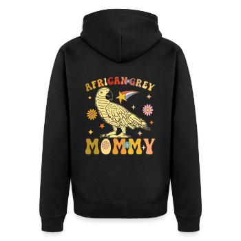 Groovy Grey Parrot Women - Unisex Premium Organic Zip Hoodie - black - Back - Nico (187cm)