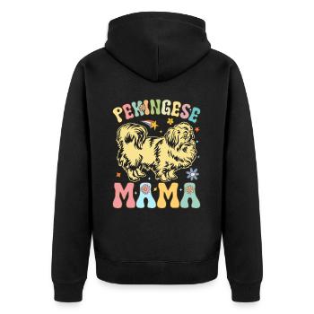 Groovy Pekingese Mom Dog Mom - Unisex Premium Organic Zip Hoodie - black - Back - Nico (187cm)