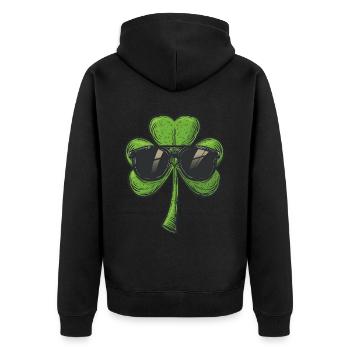Saint Patricks day Kleeblatt Sonnenbrille Shamrock - Unisex Premium Bio Zip Hoodie - Schwarz - Hinten - Nico (187cm)