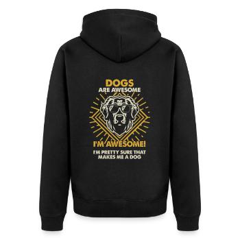 Dogs Are Great - Mom Dad - Unisex Premium Organic Zip Hoodie - black - Back - Nico (187cm)