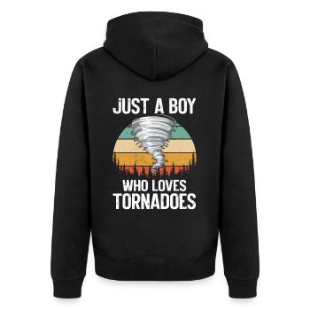 Funny Tornado Hurricane Weather Chaser - Unisex Premium Organic Zip Hoodie - black - Back - Nico (187cm)
